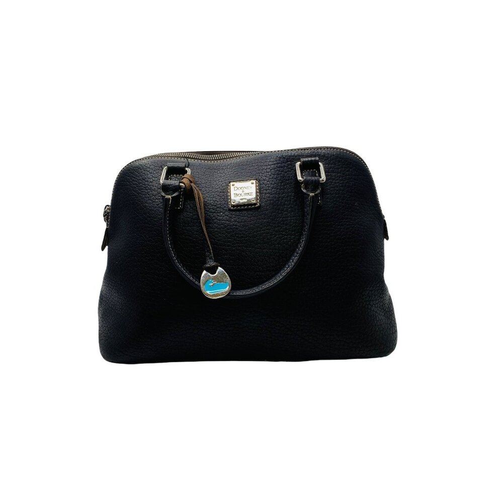 Vintage Dooney & Bourke Embossed Pebbled Leather Satchel Large Black With Should